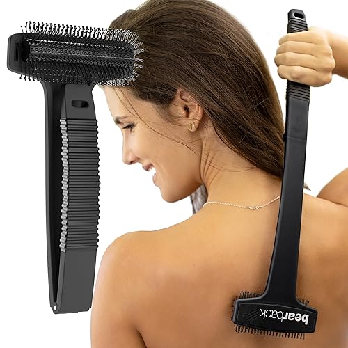 Bearback Rascador de espalda: Rascador premium para la espalda y el cuerpo. El cepillo original exfoliante con mango largo, extensible, con cerdas