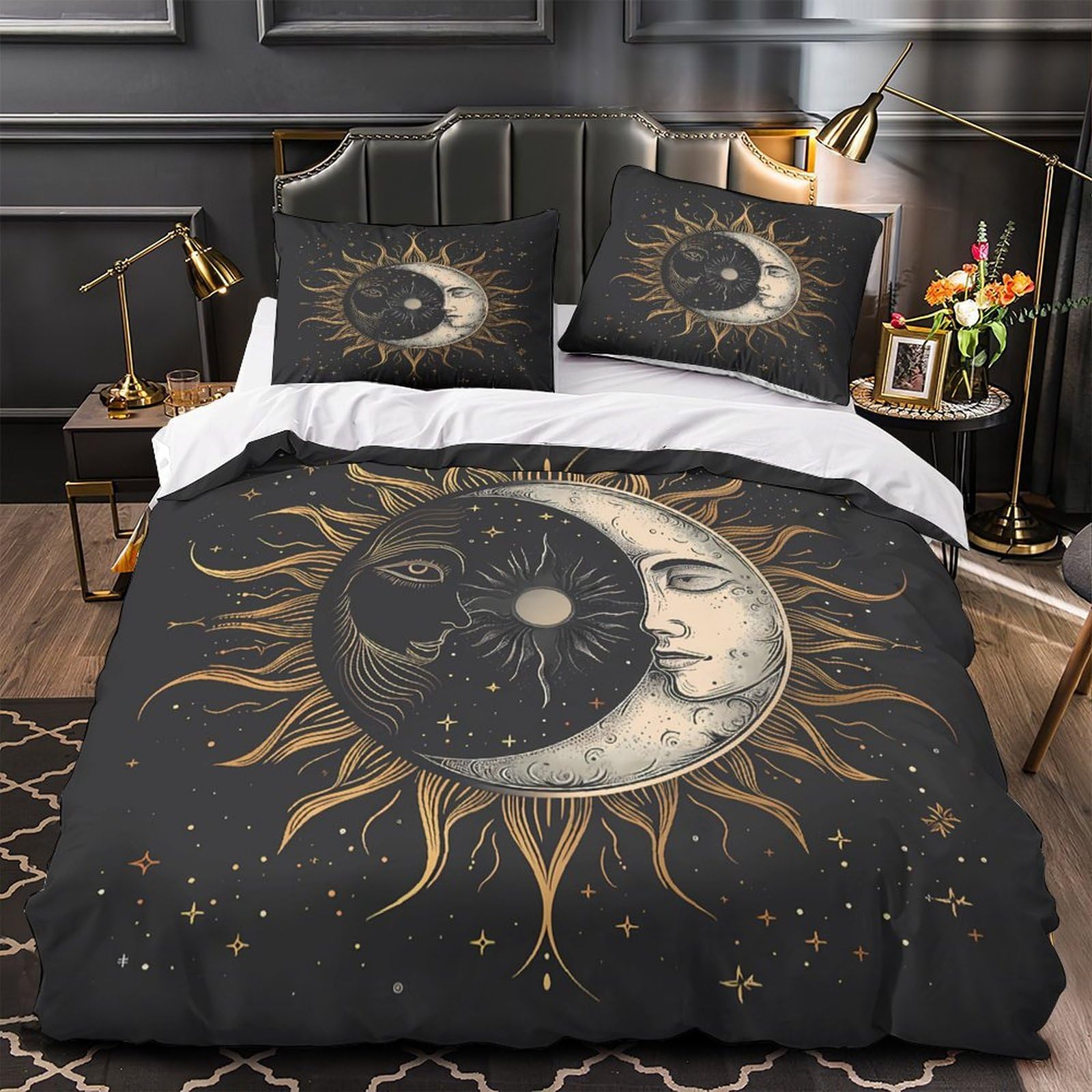 Housse de couette ultra douce SunMoonArt parure de lit 3D microfibre mythique de prestige