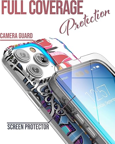 Miniatura 2 de ENCASED Funda Loop para iPhone 14 PRO con correa y protector de pantalla templado (arte de grafiti genial)