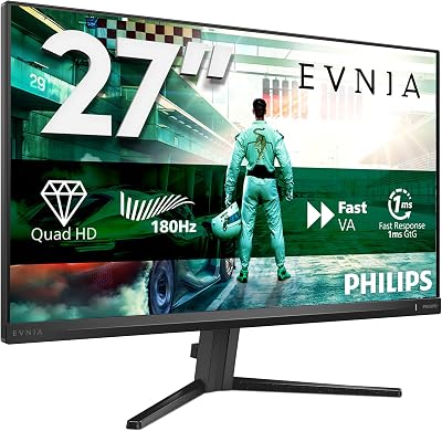 Philips 27M2N3500AM 27 inch WQHD Gaming Monitor 180Hz, Fast VA Panel, 0.5ms MPRT, Adaptive Sync, HDR10, FreeSync Premium, (2560×1440 HDMI 2x 2.0 DP 1x 1.4 ) Dark grey