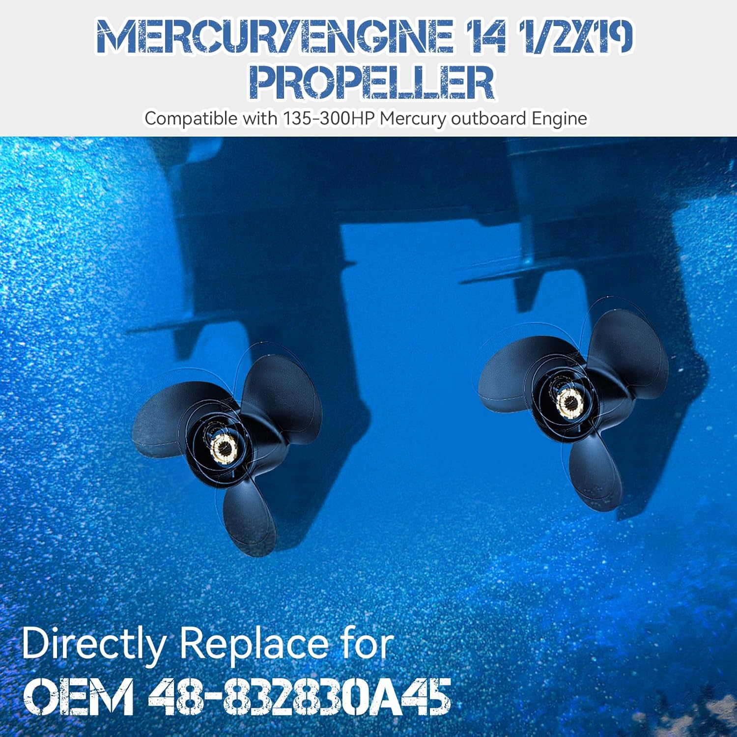 14 1/2 x 19 Pitch 48-832830A45 Upgrade Boat Propeller Compatible for Mercruiser Alpha One Outboard Motors 135-300 Hp,14.5 x 19p mercruiser 3.0 Propeller, Hub Kits Included,15 Spline Tooth,RH