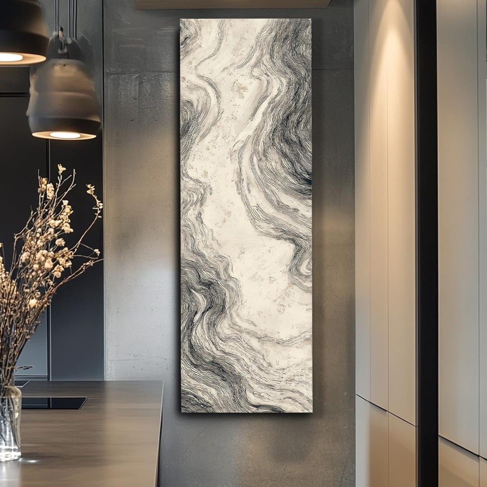 Tableau abstrait étroit de 70x210cm pour décoration de chambre moderne - 8