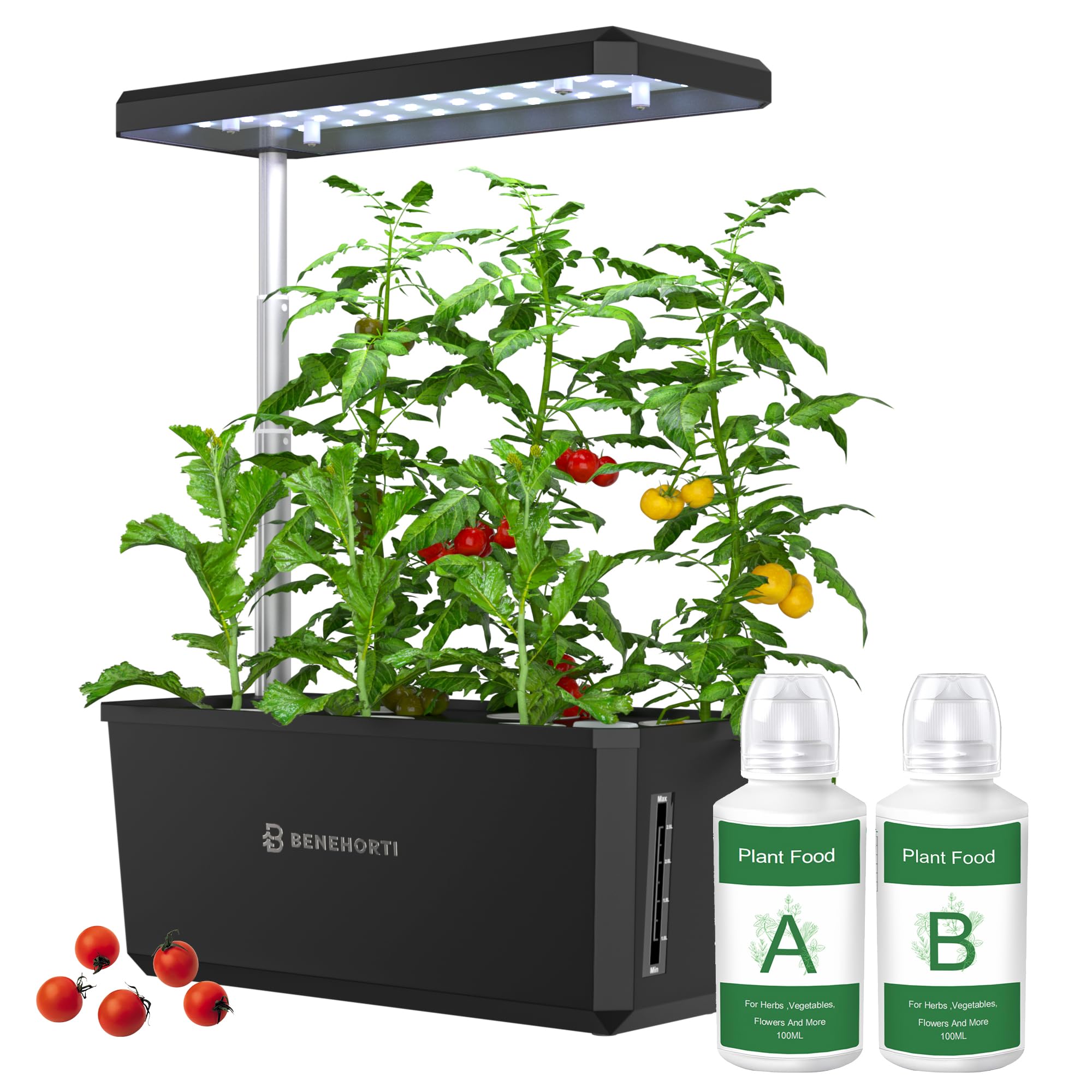 Hydroponics Growing System, 6 Pods Indoor Herb Garden System with Automatic Timer for 3 Growing Modes, Herb Garden Kit with LED Grow Light, Silent Water Pump, Adjustable Height, Black