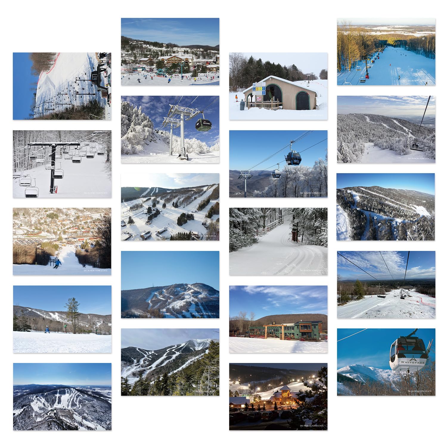Dear Mapper Ski In New York State Postcards Pack 20pc/Set Winter Ski Sport Vintage Travel Postcards Ski Resort Holiday Postcard for Mailing Decor Gift
