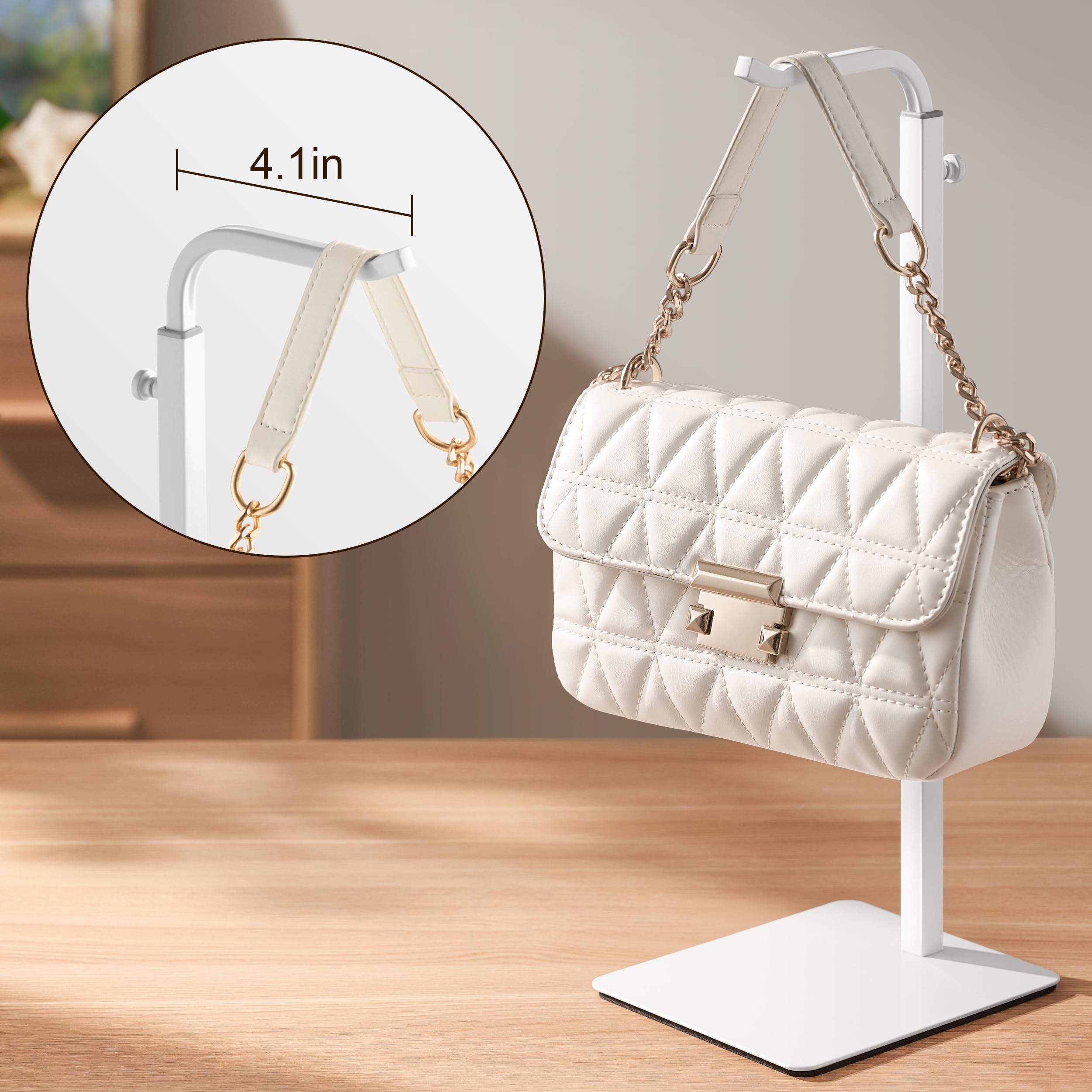 pickpiff 3er-Pack Handtaschenhalter Handtaschen-Präsentationsständer: weißer Aufhänger-Ständer für Taschen, Handtaschen und Kränze, verstellbarer Hakenständer für Tischplatte, Schrank und