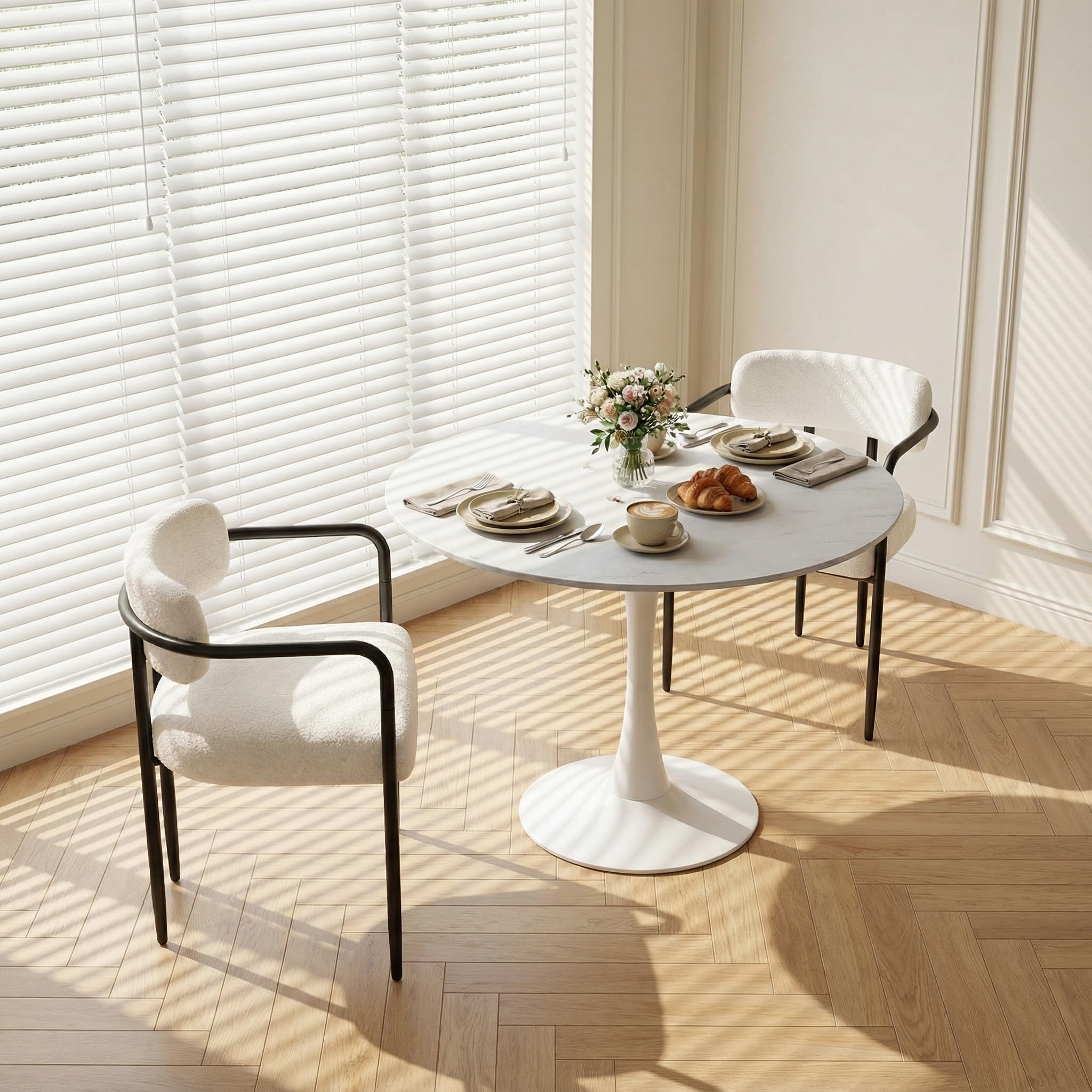 YU YUSING 2 Fauteuils Salle à Manger Bouclettes Rembourrées Accoudoir Métal