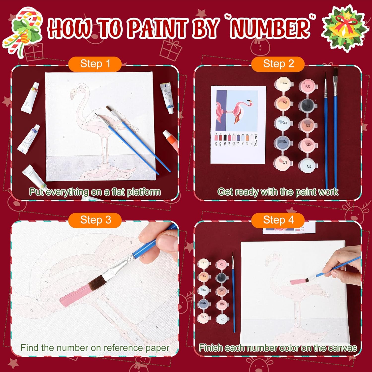 MotiMind 12 Sets Framed Paint by Number Kit for Adults with 12 Wooden Easels, 12 Disposable Apron, 12 Pigment 12 Brush, 12 Palette, DIY Acrylic Paint by Number Kits for Party (Animal)