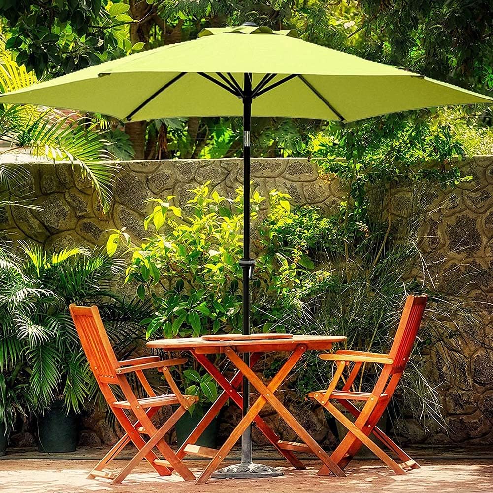 2.7M/9Ft Round Garden Parasol Umbrella,Patio Umbrella,Crank and Tilt Outdoor Sun Shade Market Table Umbrella for Beach/Pool/Balcony,Green,