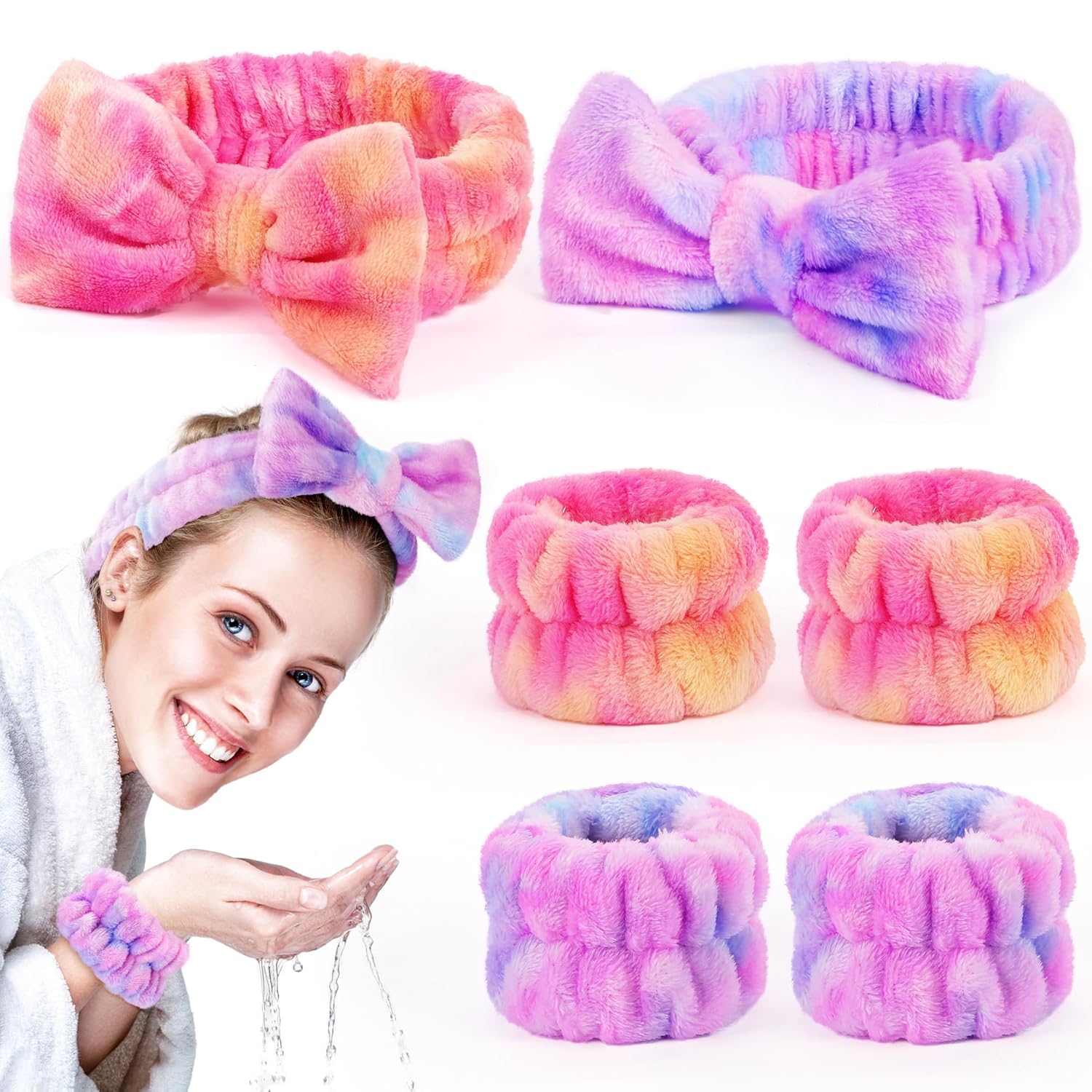 Spa Headbands for Women with Wristband Set: Facial Makeup Headbands for Girls & Teens – Soft Coral Fleece Elastic Hair Wraps with Wrist Accessories for Washing Face Shower Bath Beauty Skincare Gifts Spa Headbands for Women with Wristband Set: Facial Makeup Headbands for Girls & Teens – Soft Coral Fleece Elastic Hair Wraps with Wrist Accessories for Washing Face Shower Bath Beauty Skincare Gifts