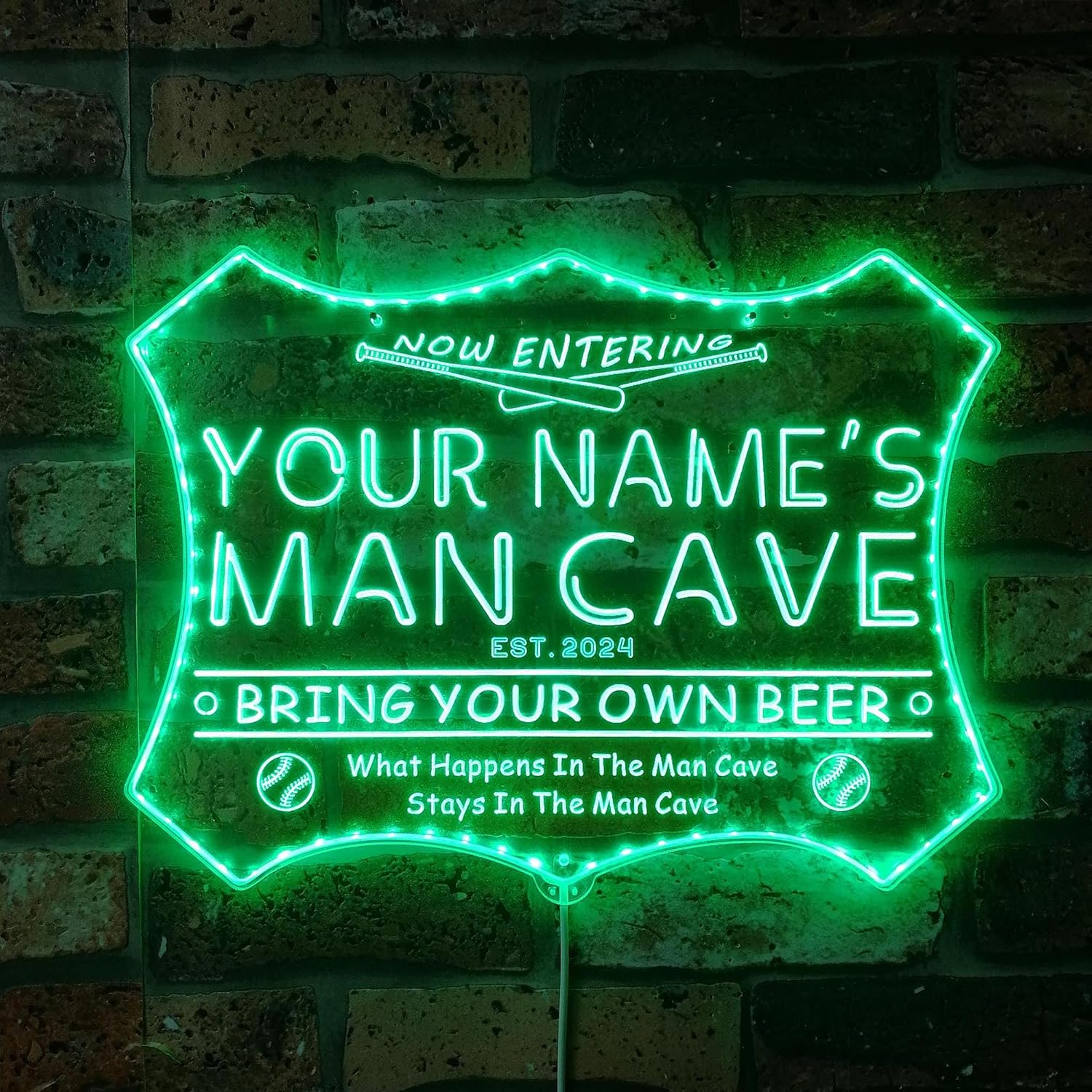 ADVPRO Personalized Your Name Baseball Man Cave Sport RGB Dynamic Glam LED Sign - Cut-to-Edge Shape - Smart 3D Decoration - Multicolor Signage st06s86-fnd-qb1-tm-c