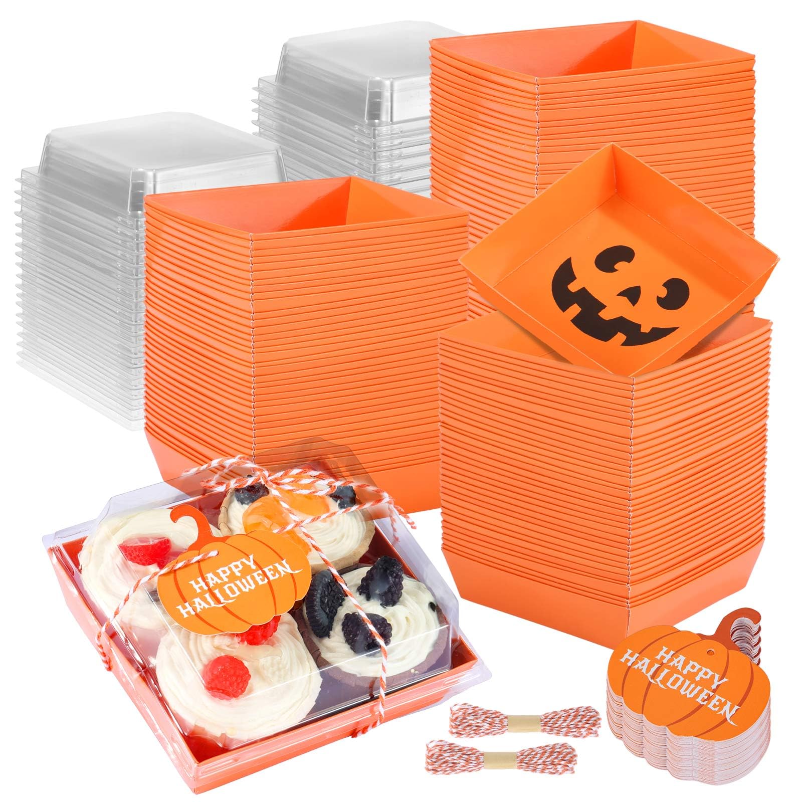 Boîtes à charcuterie citrouille d'Halloween jetables avec couvercles