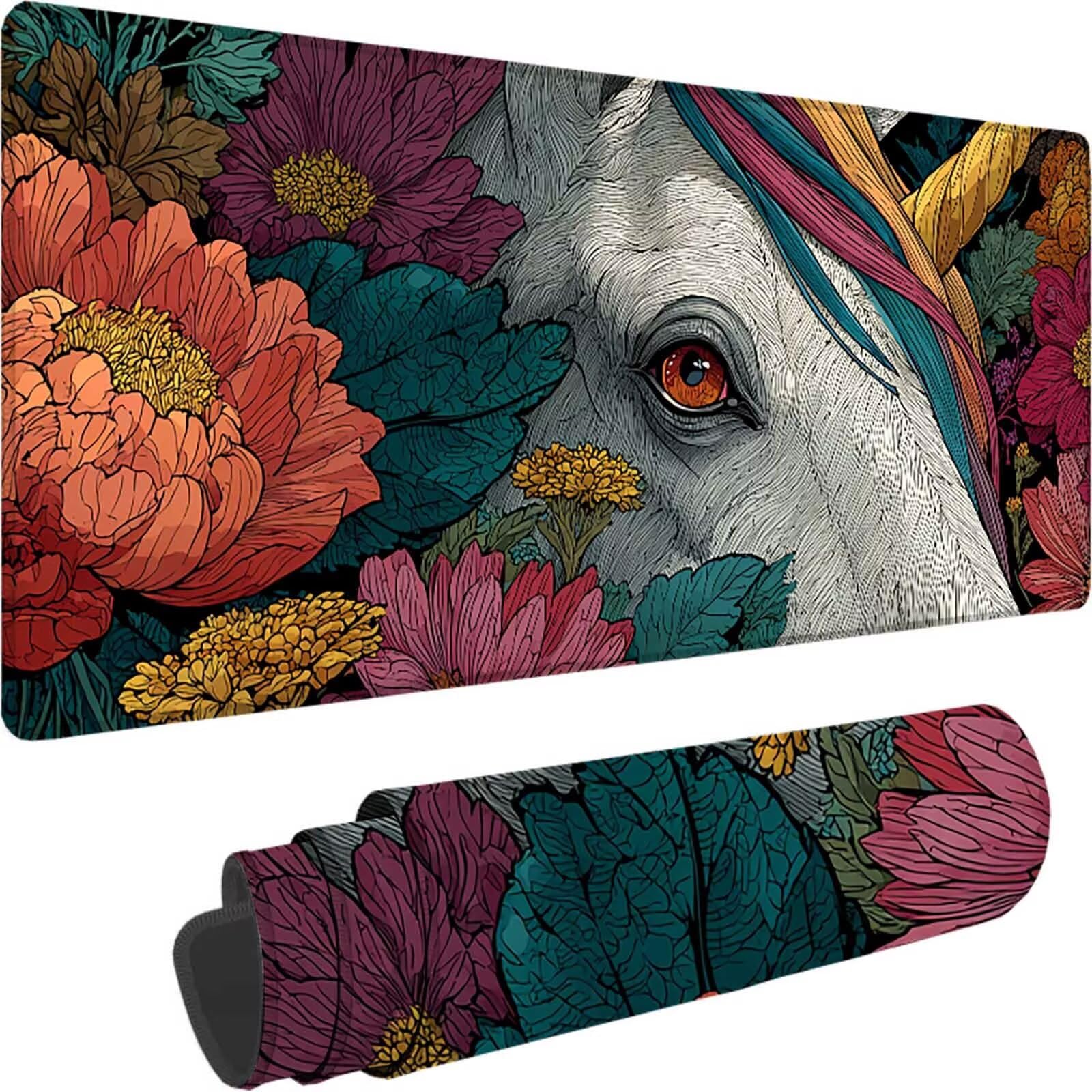 Różowa podkładka pod mysz do gier, duża podkładka pod mysz XXL 1600x800x3 mm, podkładka pod mysz kwiatową do klawiatury i biura, akcesoria do gier, antypoślizgowa, poprawia precyzję i szybkość dla