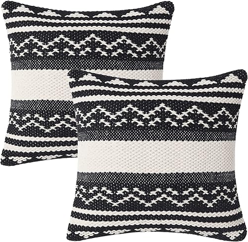 Vista 134 de REDEARTH Fundas de cojín decorativas con textura bohemia – Juego de fundas decorativas de granja tejidas lumbares para sofá, cama, silla, comedor