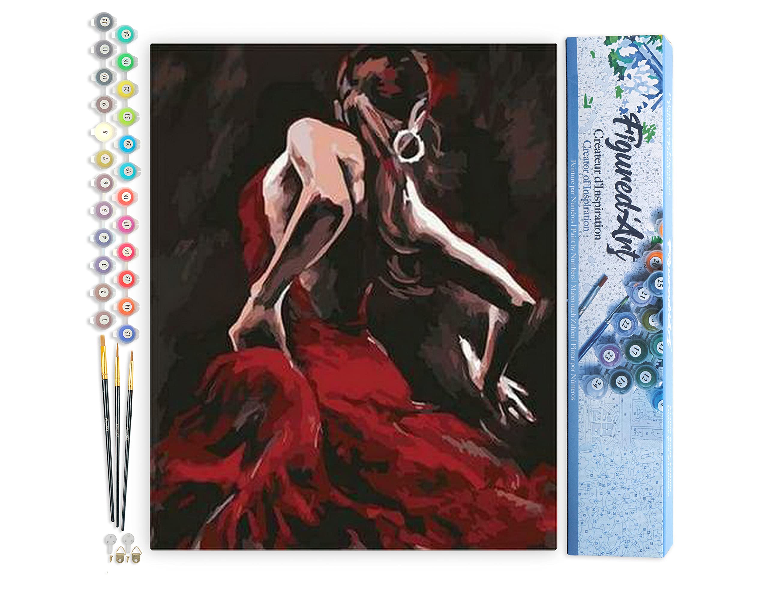 Figured'Art Paint by Numbers for Adults Flamenco Dancer 40x50cm - Craft Art Painting DIY Kit Rolled Canvas Without Frame
