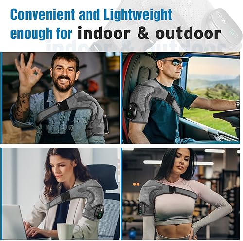 Miniatura 6 de Soporte de hombro con calefacción inalámbrica, almohadilla térmica de hombro con masaje, masajeador de hombro calentado para hombres y mujeres,