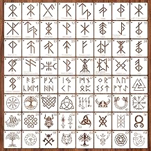 MWOOT 64 PCS Viking Runes Stencils for Painting on Wall, 3 Inch Celtic Knot Stencils for Crafts Reusable,Alphabet Viking Symbol Wood Burning Stencil for Painting on Wood,Stones,Canvas,Stones 7.62 CM