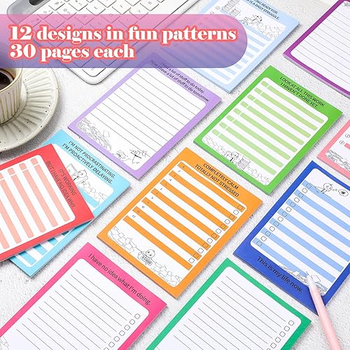 Miniatura 3 de Yeaqee 12 blocs de notas divertidos para compañeros de trabajo, divertidos bloc de notas sarcásticos, bloc de notas divertido para lista de tareas,