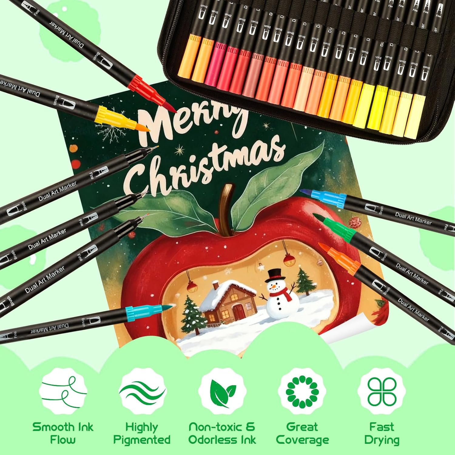 【120 Colors】Adult Coloring Book Markers No Bleed – Dual Felt Tip (Fine & Brush) Art Markers for Teens/Kids – Gel Acrylic Paint Pens Set for Sketching, Drawing, Rock Painting, Journaling, Non Bleeding. - Image 4