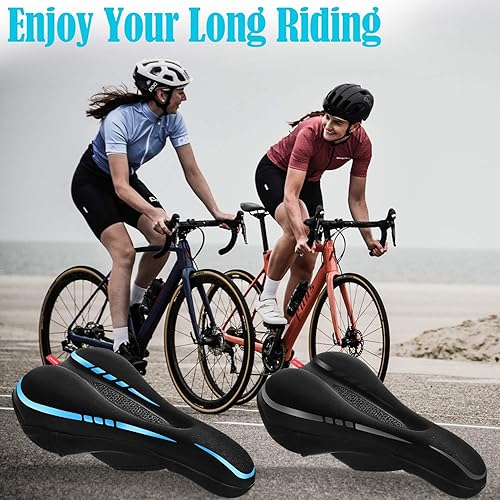 Miniatura 7 de Funda para sillín de bicicleta, funda acolchada de silicona suave para asiento de bicicleta, comodidad mejorada, transpirable, antideslizante, funda