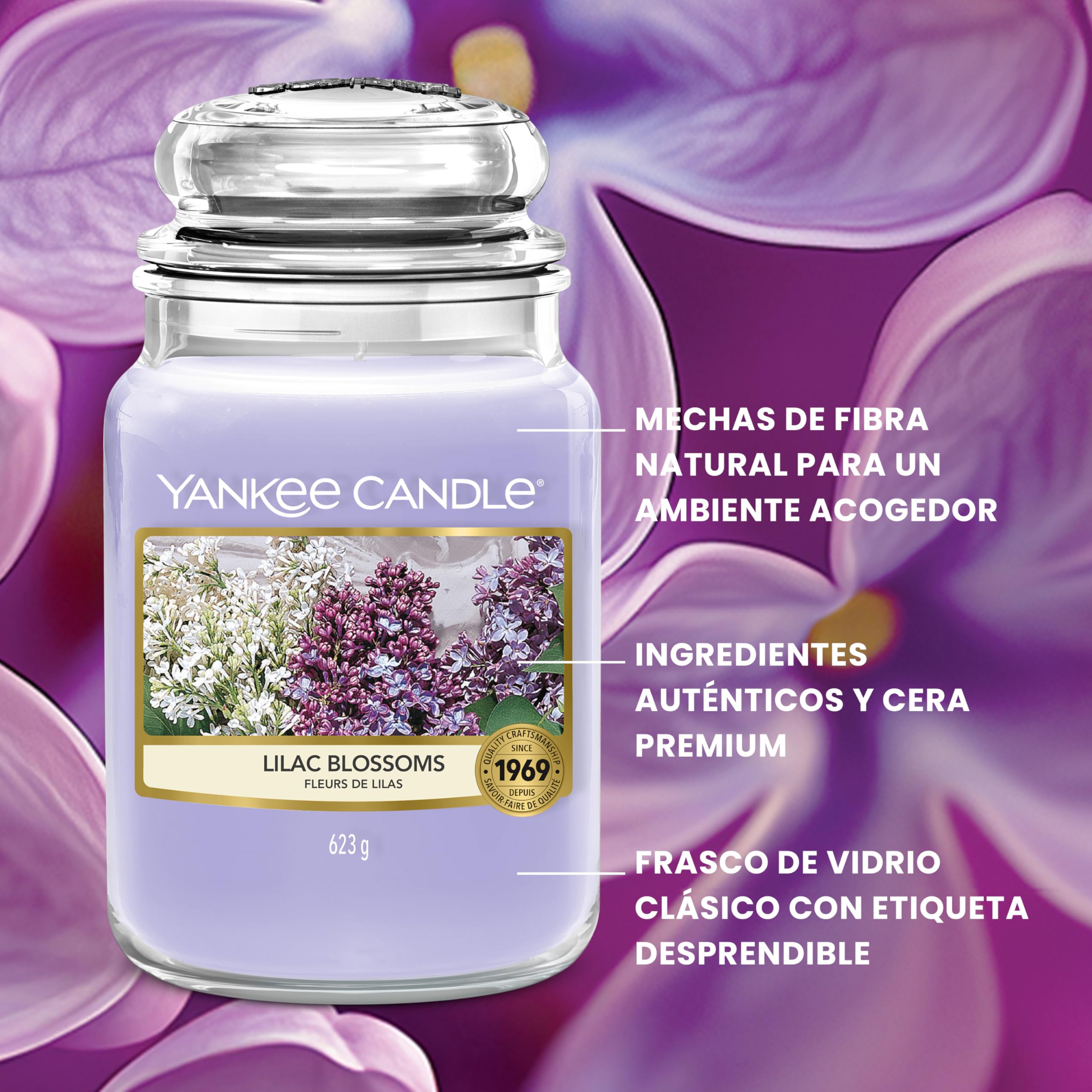 Yankee Candle Vela perfumada | Tarro grande Lilac Blossoms | Velas de larga duración: hasta 150 horas | Regalos perfectos para mujeres