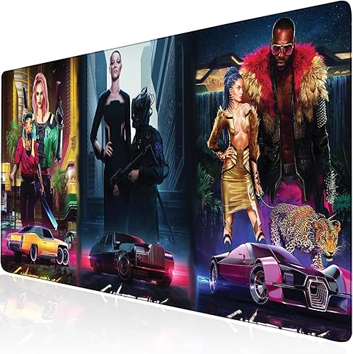 Miniatura 1 de Neon City - Alfombrilla de escritorio para mouse de anime, alfombrilla de escritorio para juegos, 35.4 x 15.7 pulgadas, alfombrilla de mouse grande