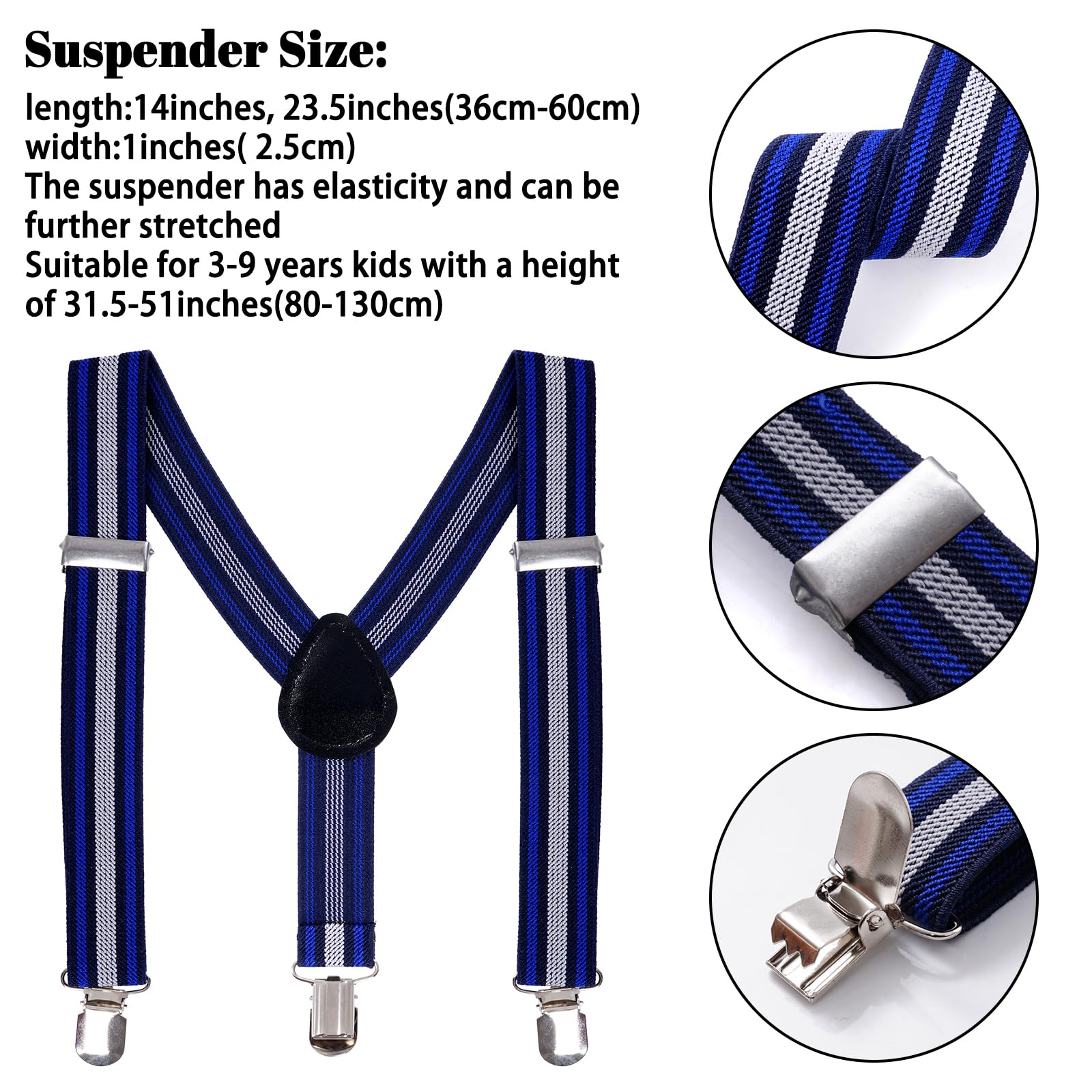 Bskifnn Kids Newsboy Cap with Suspender Set Adjustable Suspender Stylish Outfit for Wedding,Photoshoot,Party,100 Days of School (Dark Blue)