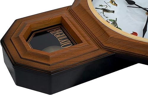 Miniatura 5 de JUSTIME Unique 12 Northern Cardinal Bird's Song Schoolhouse - Reloj de pared con péndulo de campanillas cada hora melodía barrido movimiento