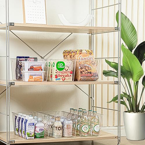 Miniatura 4 de Attelite Contenedores de almacenamiento de plástico transparente, paquete de 12 organizadores grandes de despensa con asa, contenedores de