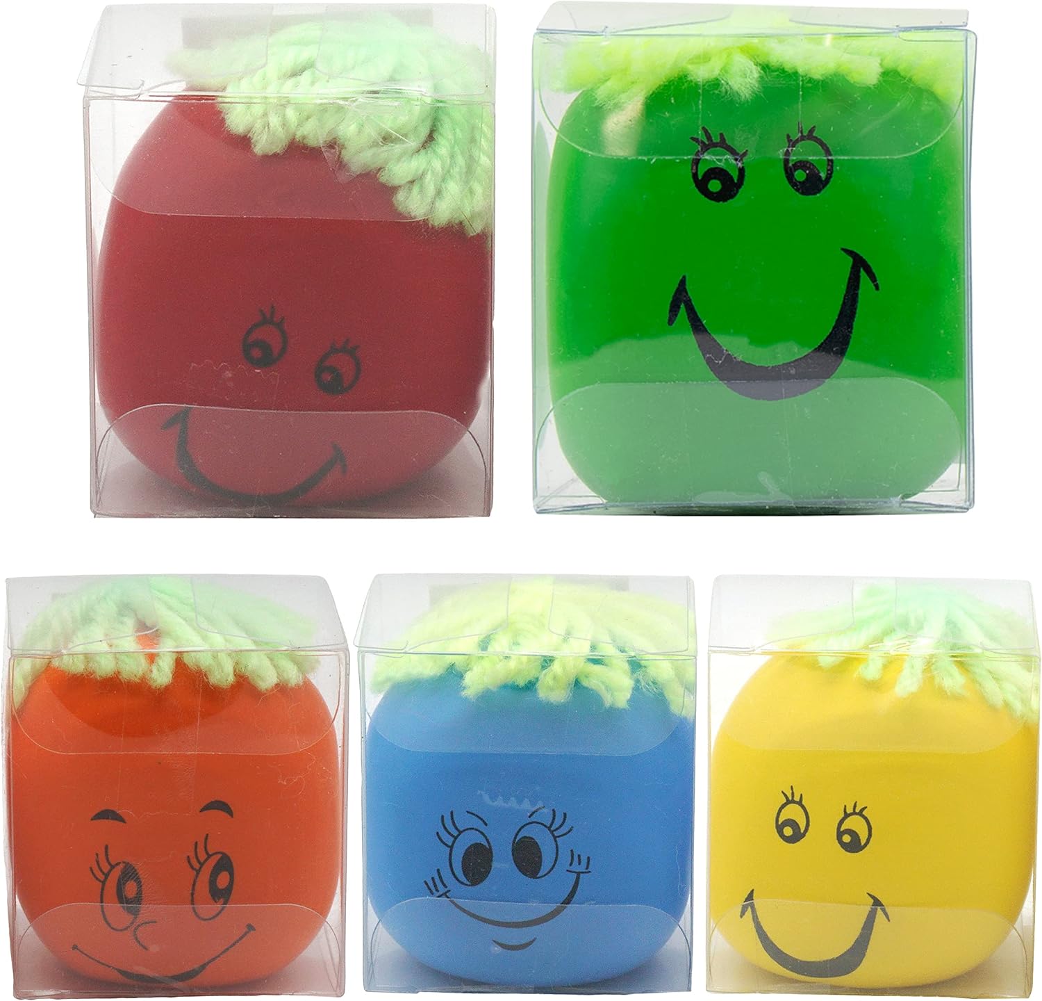 5x Funny Face Squeeze Balls for Kids 3D Stress Relief Fidget Toys, Smiley Party Favours
