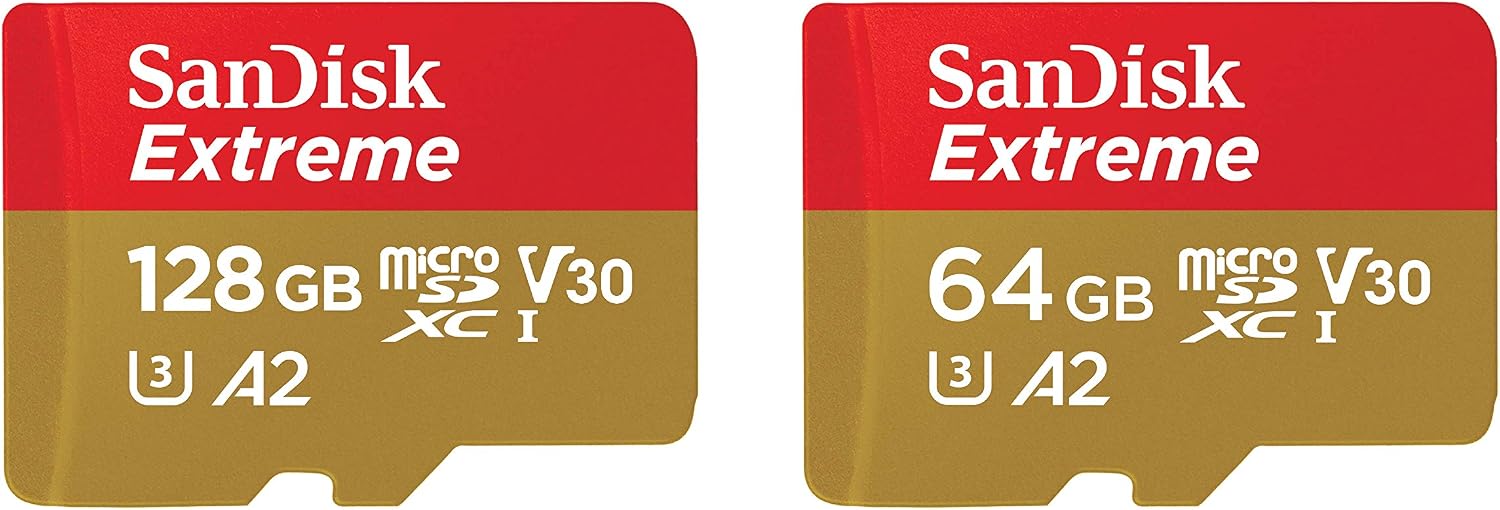 SanDisk 128GB and 64GB Extreme MicroSD UHS-I Memory Card with Adapter Bundle