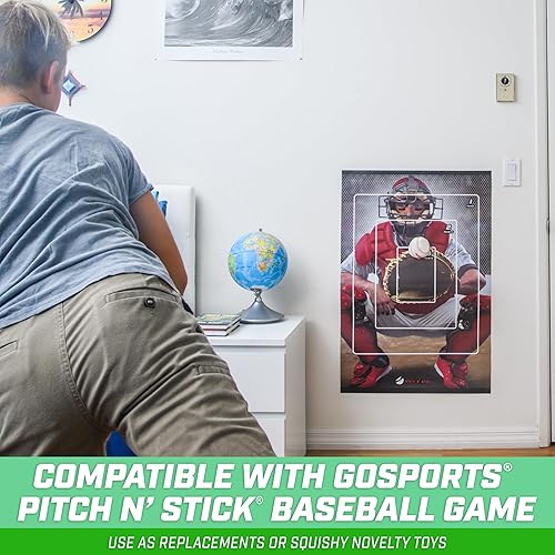 Miniatura 8 de GoSports Pitch N' Stick Kids Baseball Pitching Game - Choose Between Wall Poster Game Set or 4 Replacement Sticky Ball Baseballs