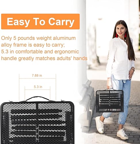 Miniatura 4 de Mesa plegable pequeña de 2 pies, mesa de camping plegable, de malla portátil, de 4 alturas, ajustable, para playa, barbacoa, negro, 23.6 x 15.7