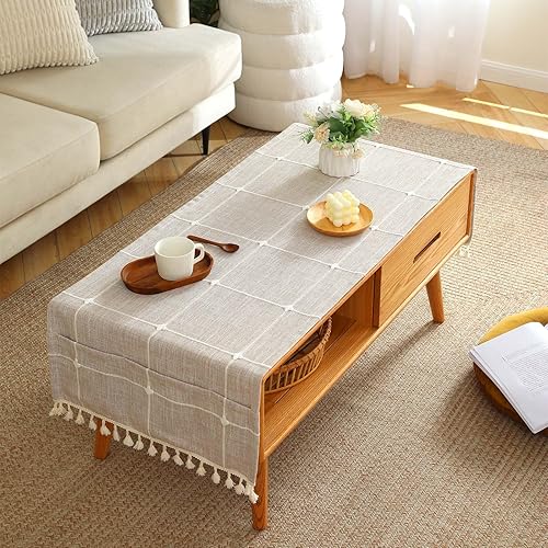 SIELUNO Coffee Table Cover, Rustic Farmhouse Rectangle Coffee Table Cloth