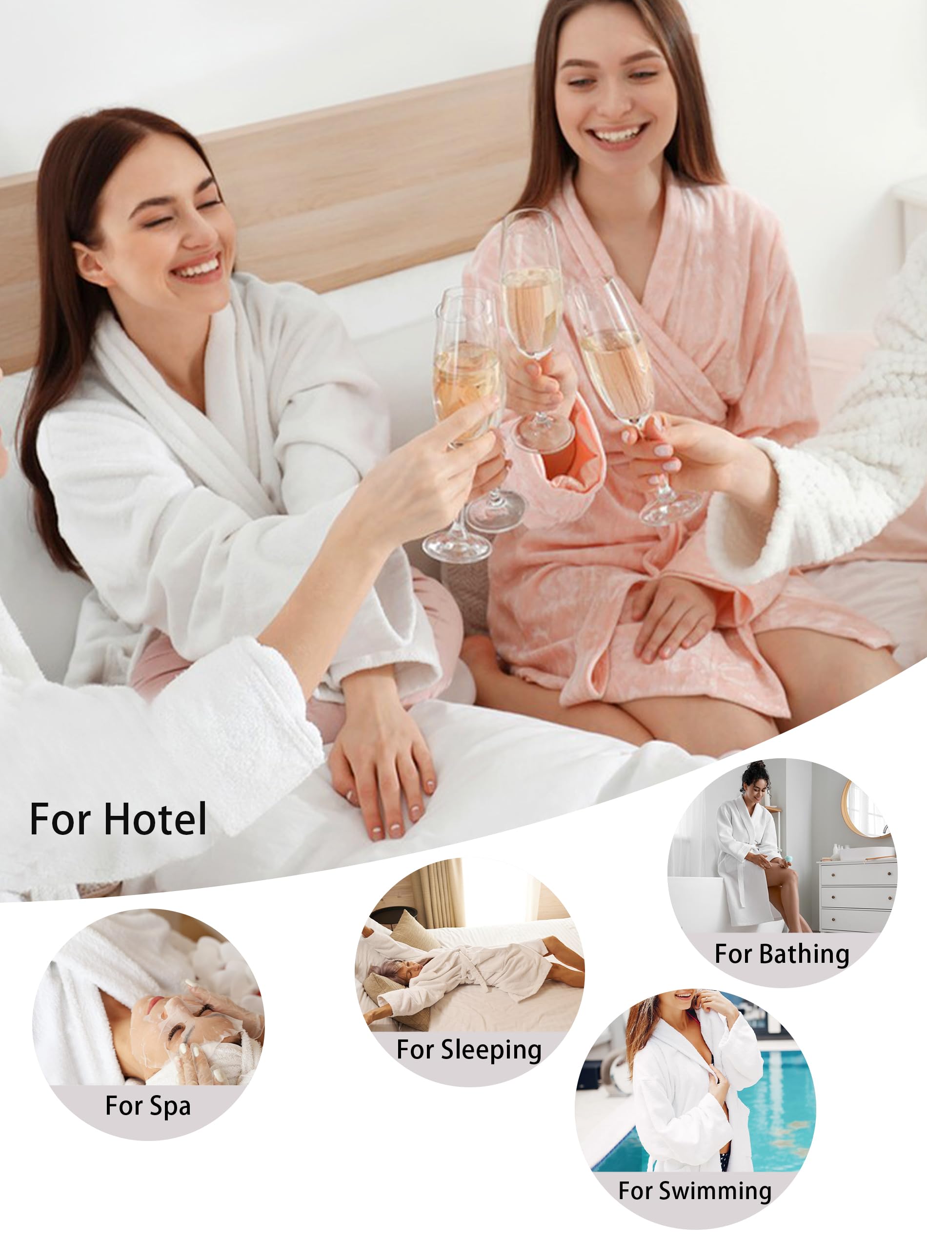 Wikoan Peignoir de Bain Tricoté Robes Longues pour Femmes Robe de Chambre Col V Léger et Doux Sortie de Bain pour Toutes les Saisons Peignoir Piscine S-XXL