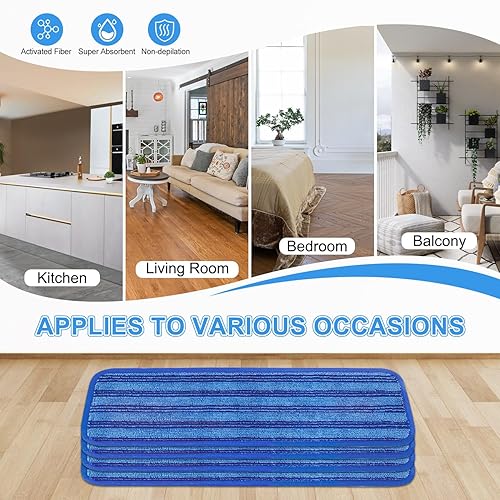 Miniatura 7 de Paquete de 4 almohadillas reutilizables mejoradas para fregona compatibles con Swiffer PowerMop, almohadillas de repuesto para mopa Swiffer Power