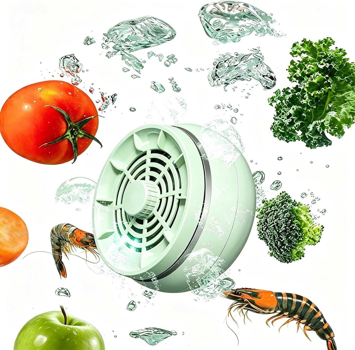 Fruit and Vegetable Washing Machine, Portable USB Wireless Food Purifier Cleaner, 3-Minute Deep Clean for Fruits, Vegetables, Rice, Meat, Seafood, Household Produce Purification Device (Green)