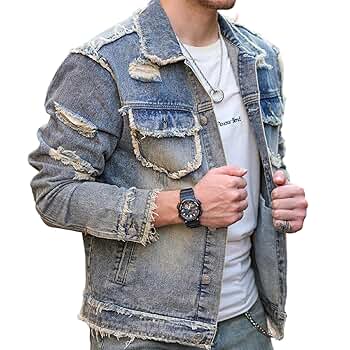 ジャケット・アウター Hand-Ripped Denim Jacket [extrm-fit] ジャケット・アウター PRY Hand-Ripped Denim Jacket [extrm-fit