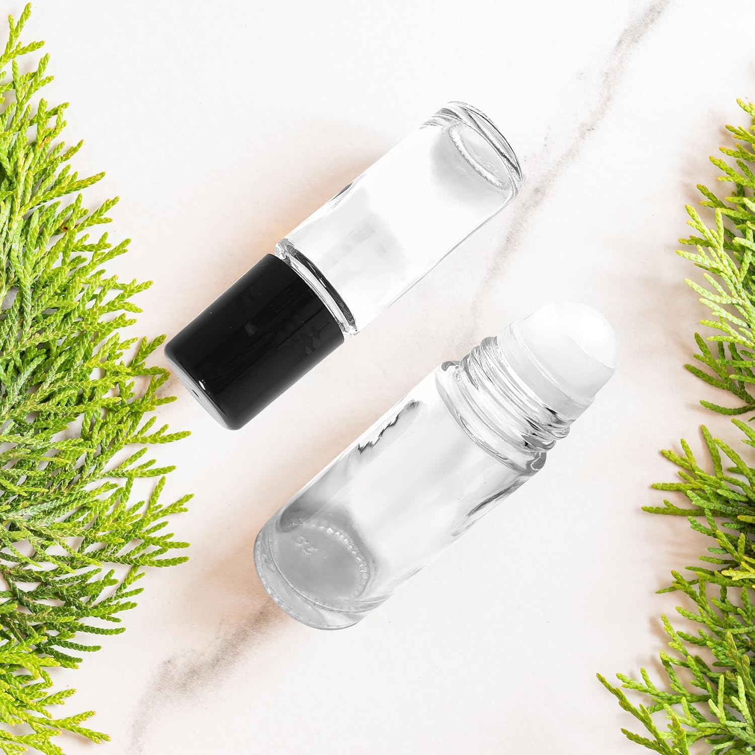 Roll-On Glass Bottles – 12 Bottles (Pack of 1) Refillable Clear Bottles with Roller Balls bottle, Leakproof Caps – 30ml Essential Oil, Perfume & Massage Oil Containers