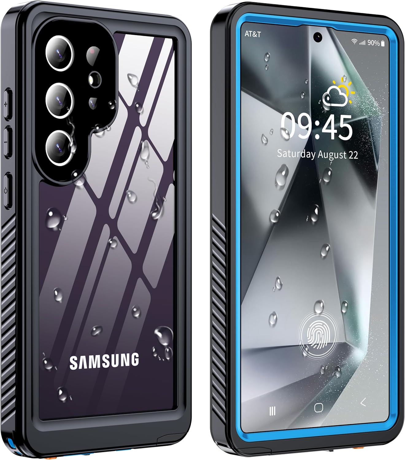 GOLDJU for Samsung Galaxy S25 Ultra Case Waterproof,IP68 Waterproof Dustproof Case with Built-in Screen Protector, Full Body Protective Phone Cover for Galaxy S25 Ultra 6.9 Inch, Blue/Clear