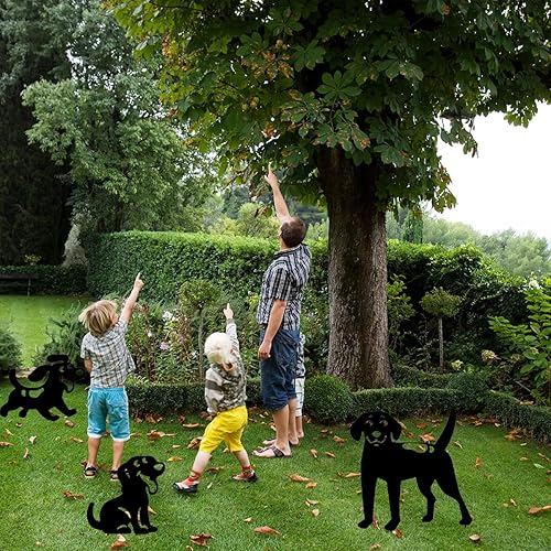 Miniatura 4 de Estatua de perro de 3 piezas, decoración de silueta de perro negro, decoración de patio con forma de animales, para jardín, césped, camino, al aire