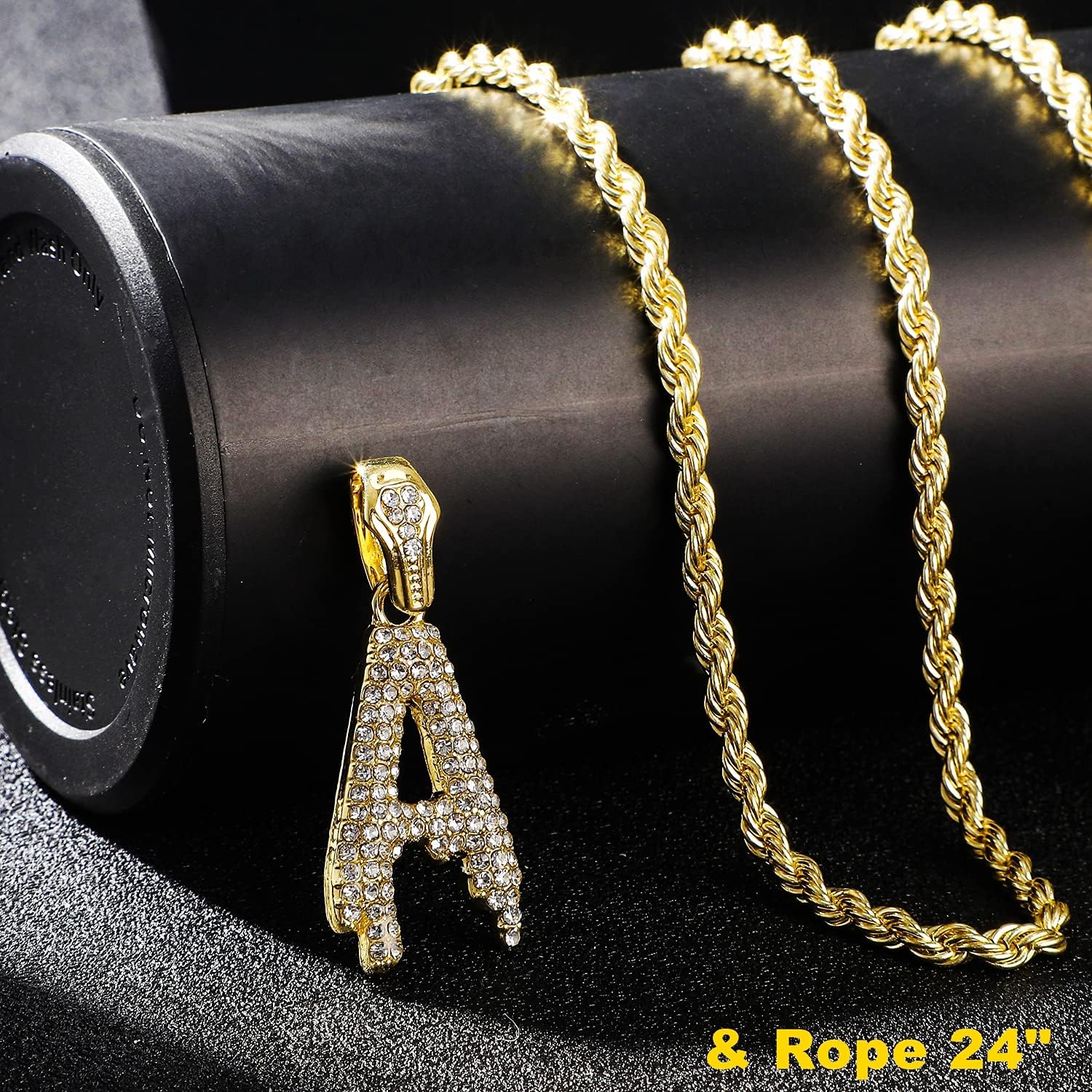 Gold Silver Initial Letter Necklaces for Men/Women, Dripping Initial Letter Pendant Necklaces A-Z, Mens Necklace Initial Letter chains - Image 5