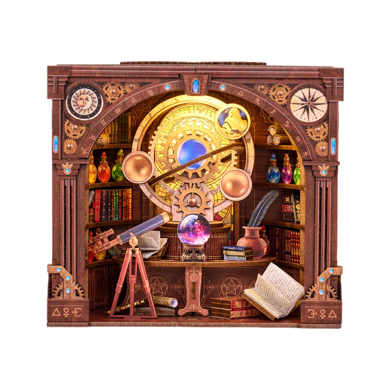 ETKVR Book Nook Kit, DIY 3D Wooden Puzzle Bookend Booknook