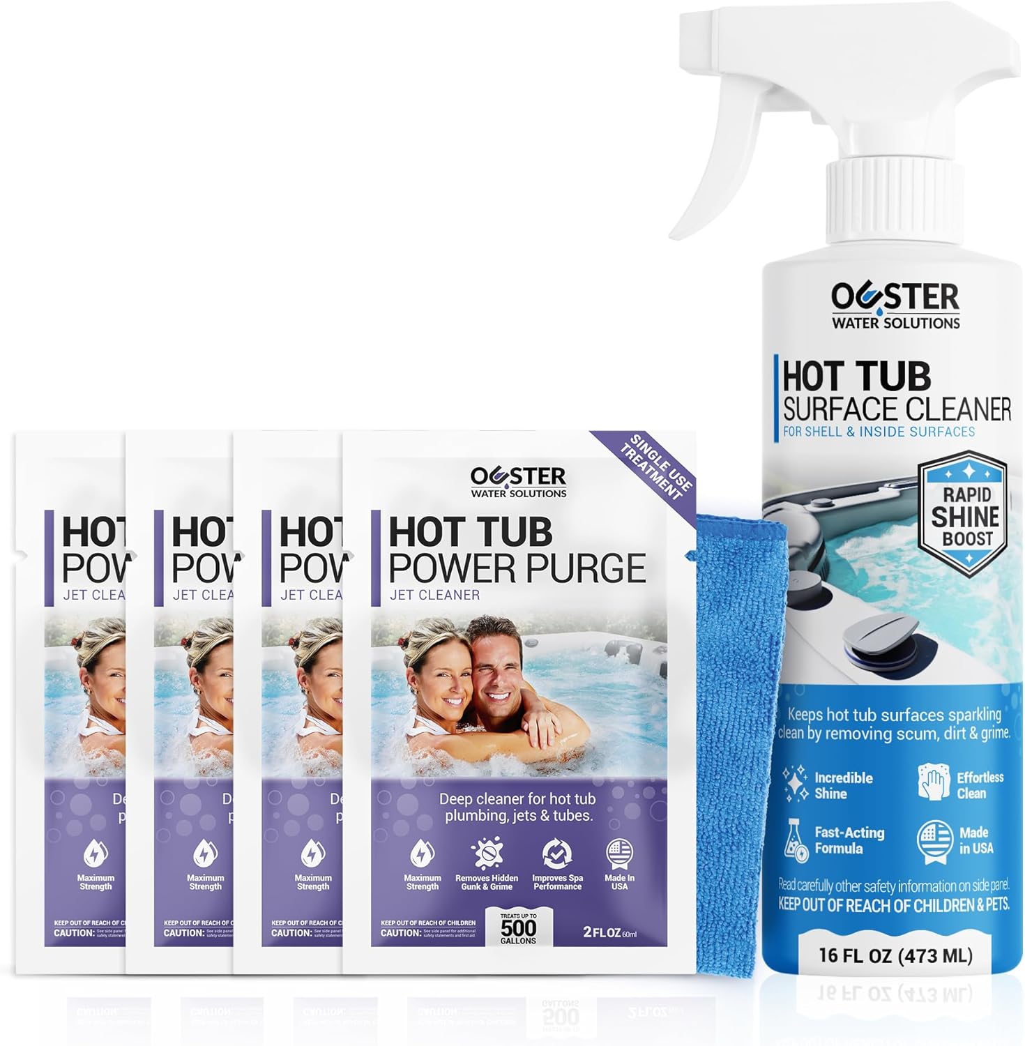 Bio Ouster Hot Tub Power Purge + Hot Tub Surface Cleaner - Hot Tub Cleaner for Inside Surface, Hot Tub Chemicals, Spa Chemicals for Hot Tub, Spa Cleaner for Hot Tub, Inflatable Hot Tub Chemicals