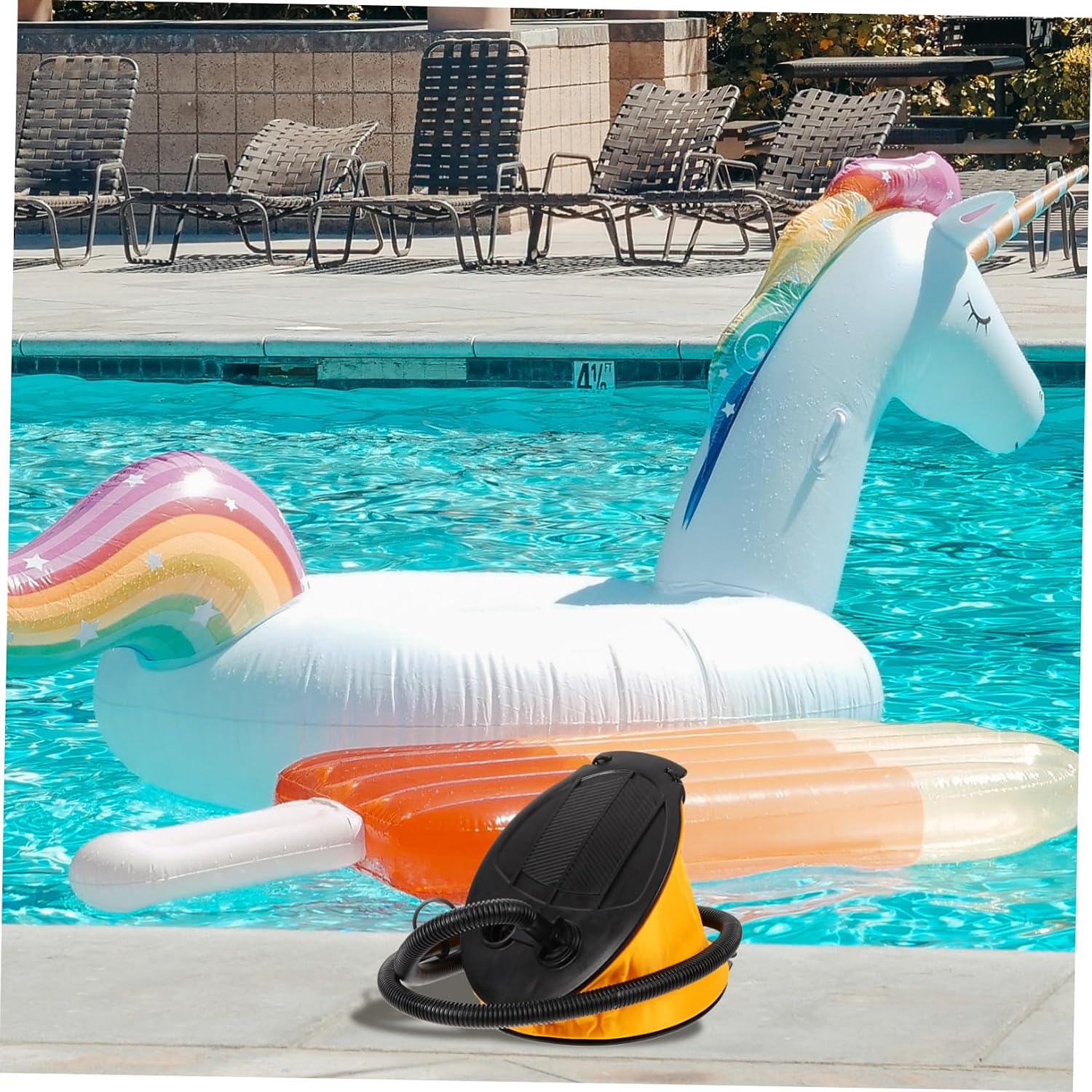 Wakauto Inflatable Foot Pump with Long Hose for Air Mattresses Boats Balloons Sports Balls Practical Capacity Air Pump for Inflatables and Pool Floats