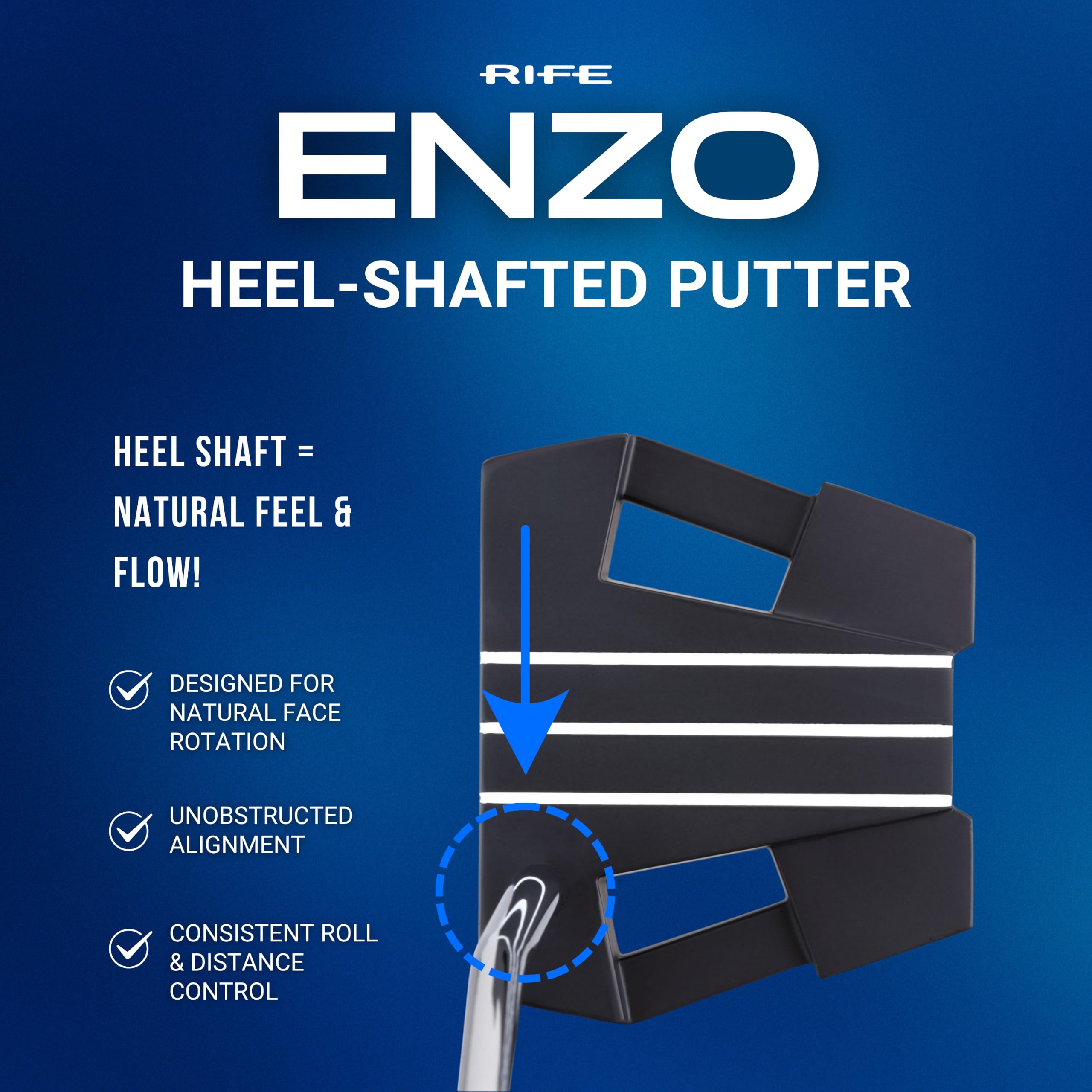 Rife ENZO Putter - Putter extralargo de 38 pulgadas de longitud total con agarre extra largo para putter de golf