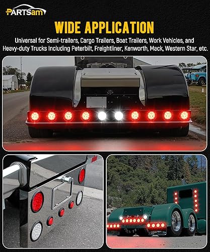 Miniatura 6 de Partsam 4 luces antiniebla LED redondas de 4 pulgadas, 12 luces LED que incluyen luces, ojales, 3 puntas, cable de 3 clavijas, kit de luces traseras