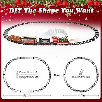 Hot Bee Train Set, Remote Control Train Toys With Luxury Tracks, Christmas Train Sets For Around The Tree,Toy Train With Smokes, Lights & Sound,Model Train Set For 3 4 5 6