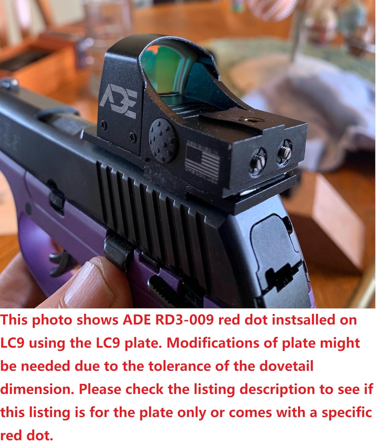 Ade Advanced Optics Optic Mount Plate for Ruger LC9, LC9s, and LC380 Pistols