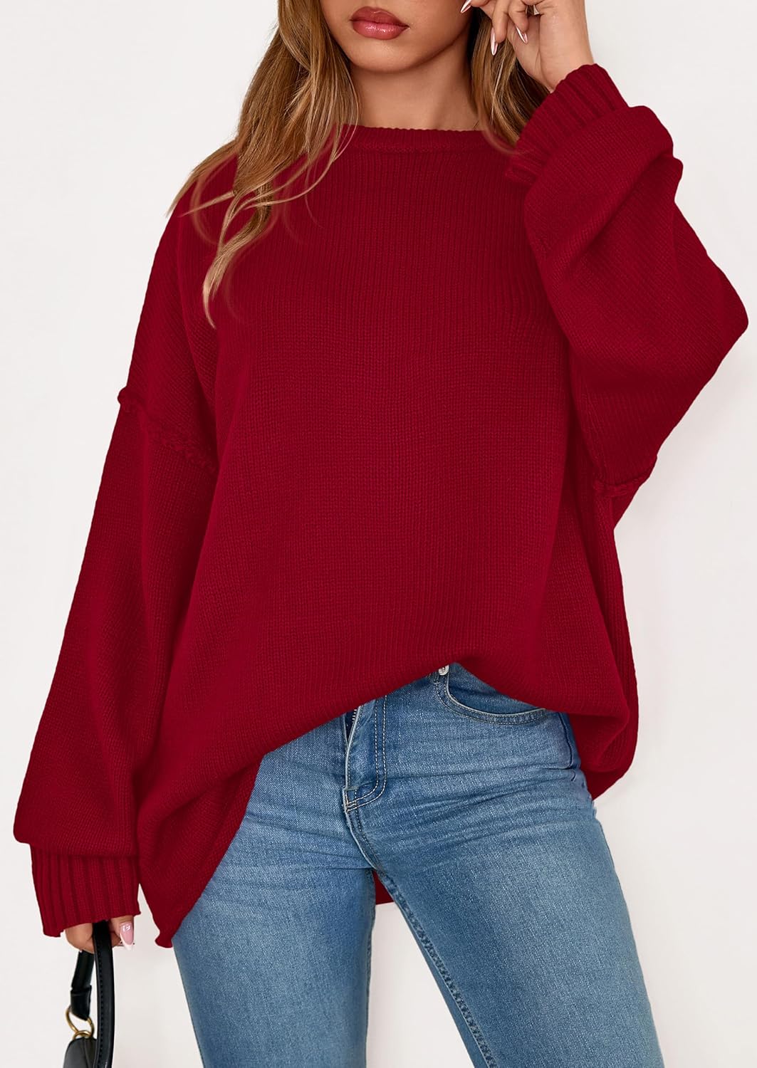 NALANISA Oversized Sweaters for Women Fall 2025 Casual Long Sleeve Crewneck Knit Cozy Lightweight Pullover Sweater Jumper Top - Image 6