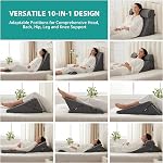 Bedluxe 3Pcs Orthopedic Bed Wedge Pillow Set, Foam Wedge Pillow Post Surgery for Back, Leg and Knee Support, Adjustable 9&12 Inch Folding Triangle Pillow for Sleeping, Acid Reflux, Snoring, Black
